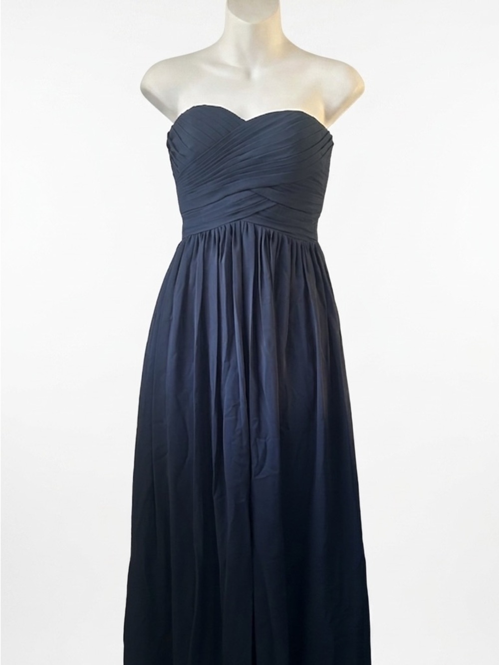 JJ’s House Strapless Sweetheart Navy Chiffon Maxi Dress